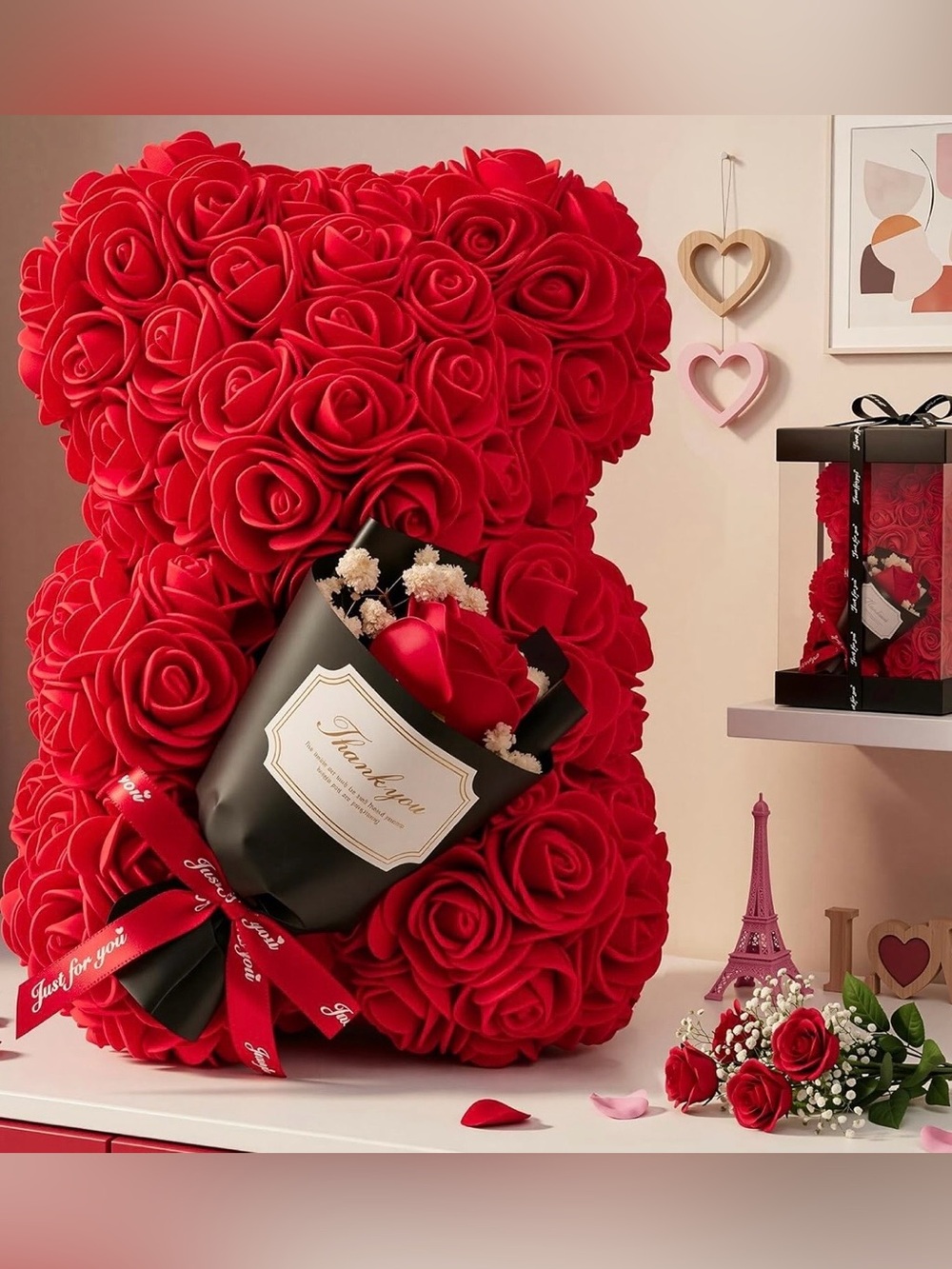 Red Rose Bear with Mini Bouquetci